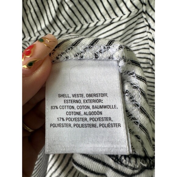 Anthropologie MaEve Kenley Mini Pleats Neckline Stripe Long Sleeve Top M - Picture 9 of 10